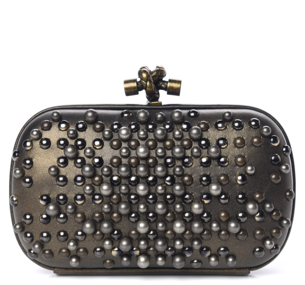 7493 - Bottega Veneta Spheres Knot Clutch in Nappa Pearl Embellished